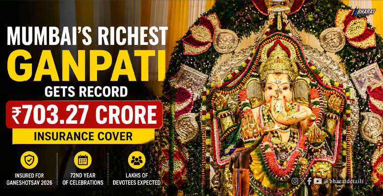 GSB Seva Mandal Maha Ganapati idol in Mumbai with ₹703.27 crore insurance cover for Ganeshotsav 2026