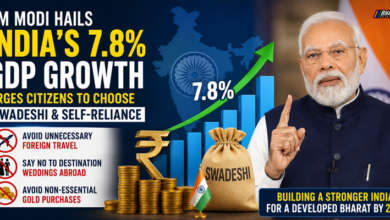 PM Narendra Modi hails India’s 7.8% GDP growth and urges citizens to avoid unnecessary foreign travel and gold purchases