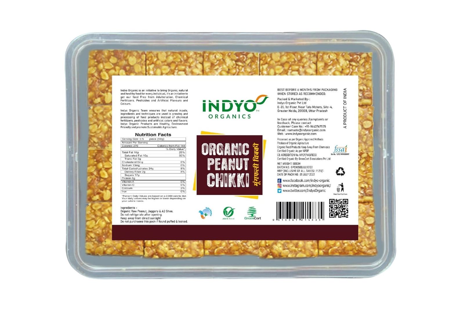 Indyo Organics Peanut Chikki