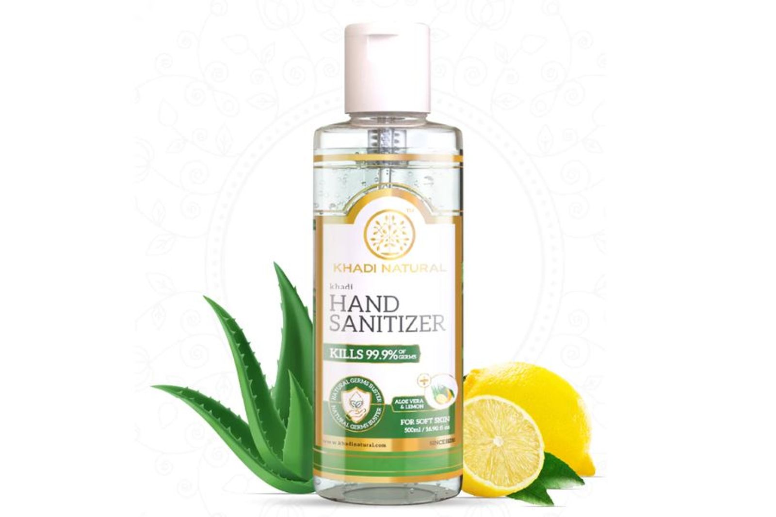 Khadi Natural Hand Sanitizer Aloe Vera & Lemon (70% Alcohol Gel) (FTC)