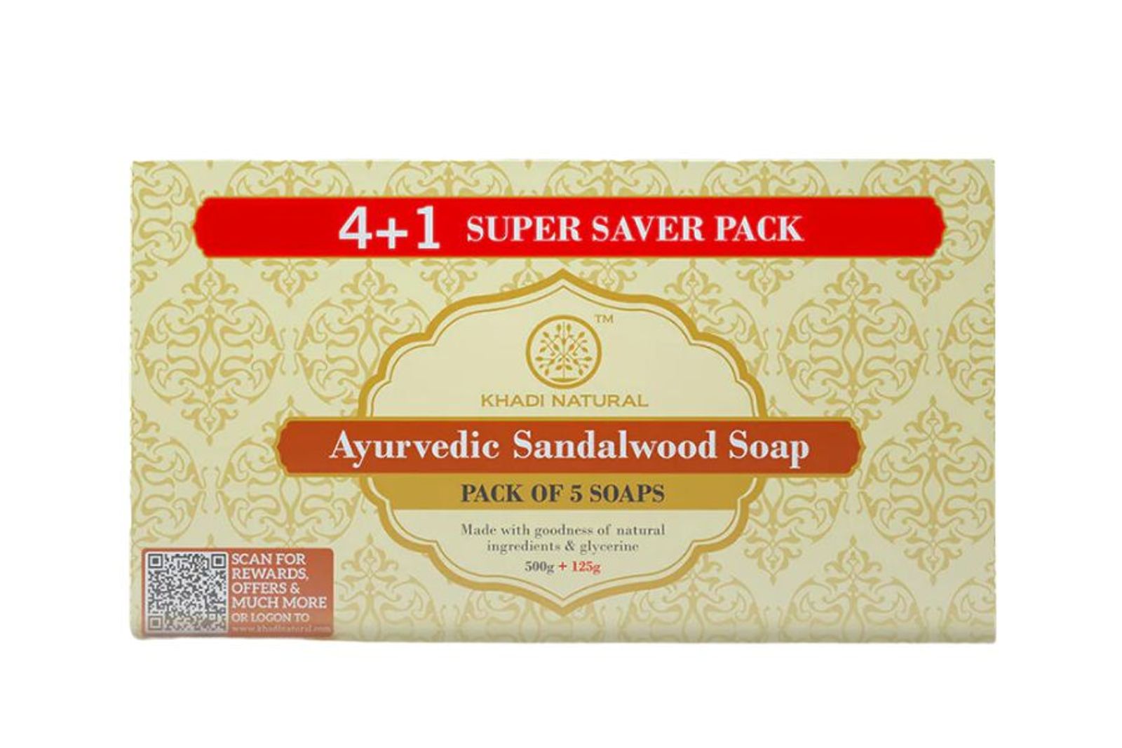 Khadi Natural Combo Pack(4+1)-Herbal Sandalwood Soap