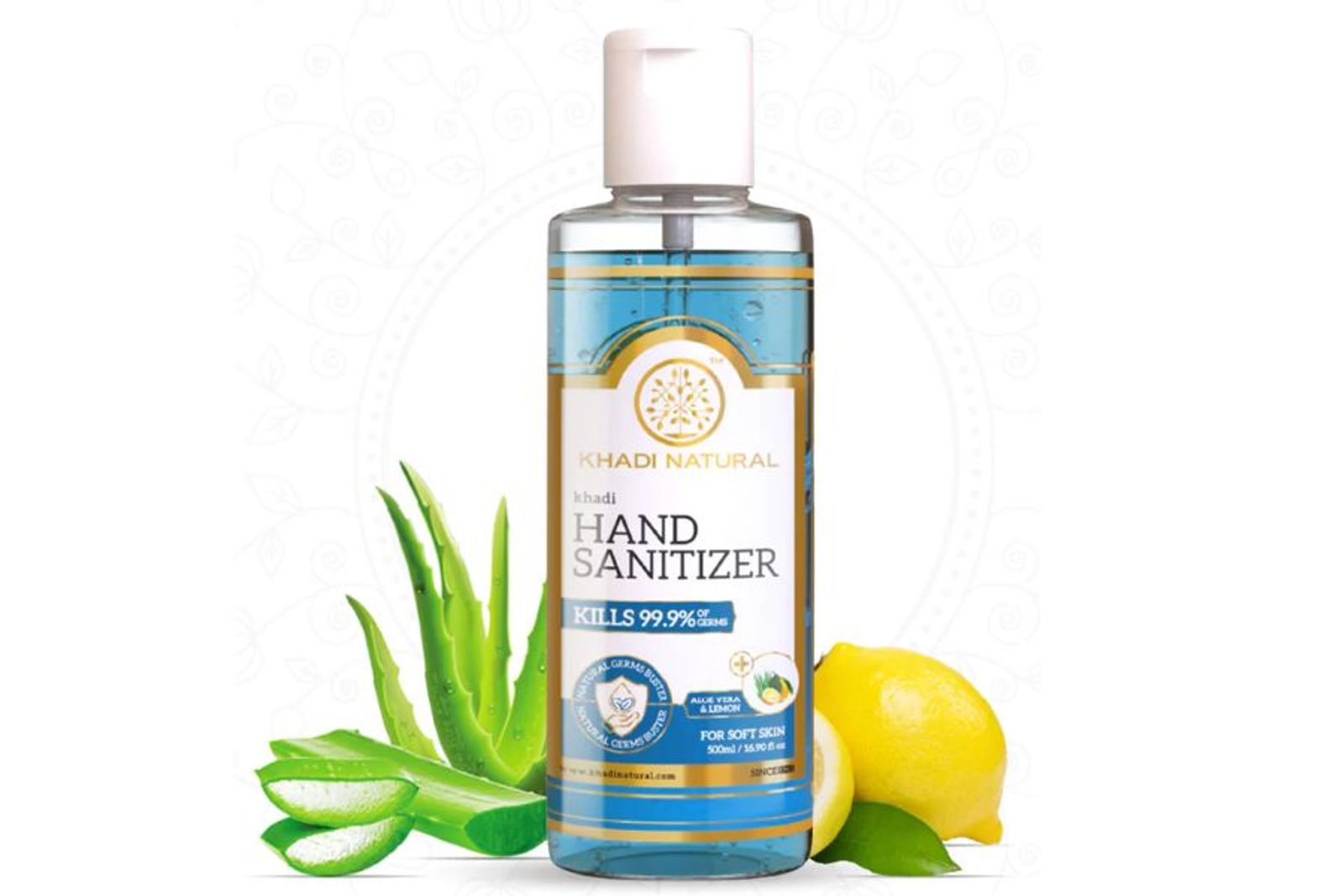 Khadi Natural Hand Sanitizer Aloe Vera & Lemon (70% Alcohol Liquid) (FTC)