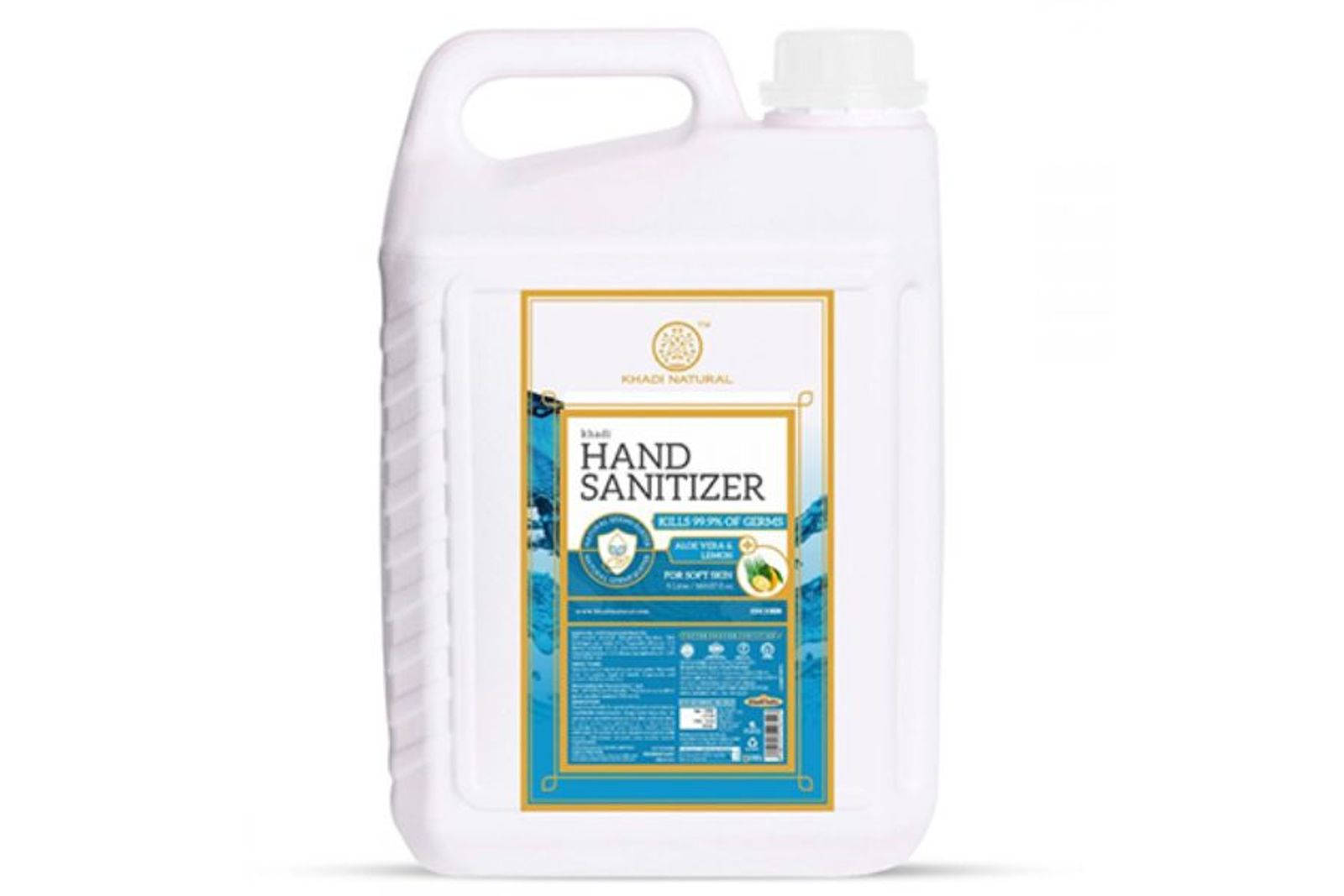 Khadi Natural Hand Sanitizer Aloe Vera & Lemon (70% Alcohol Liquid) With Jerry Can