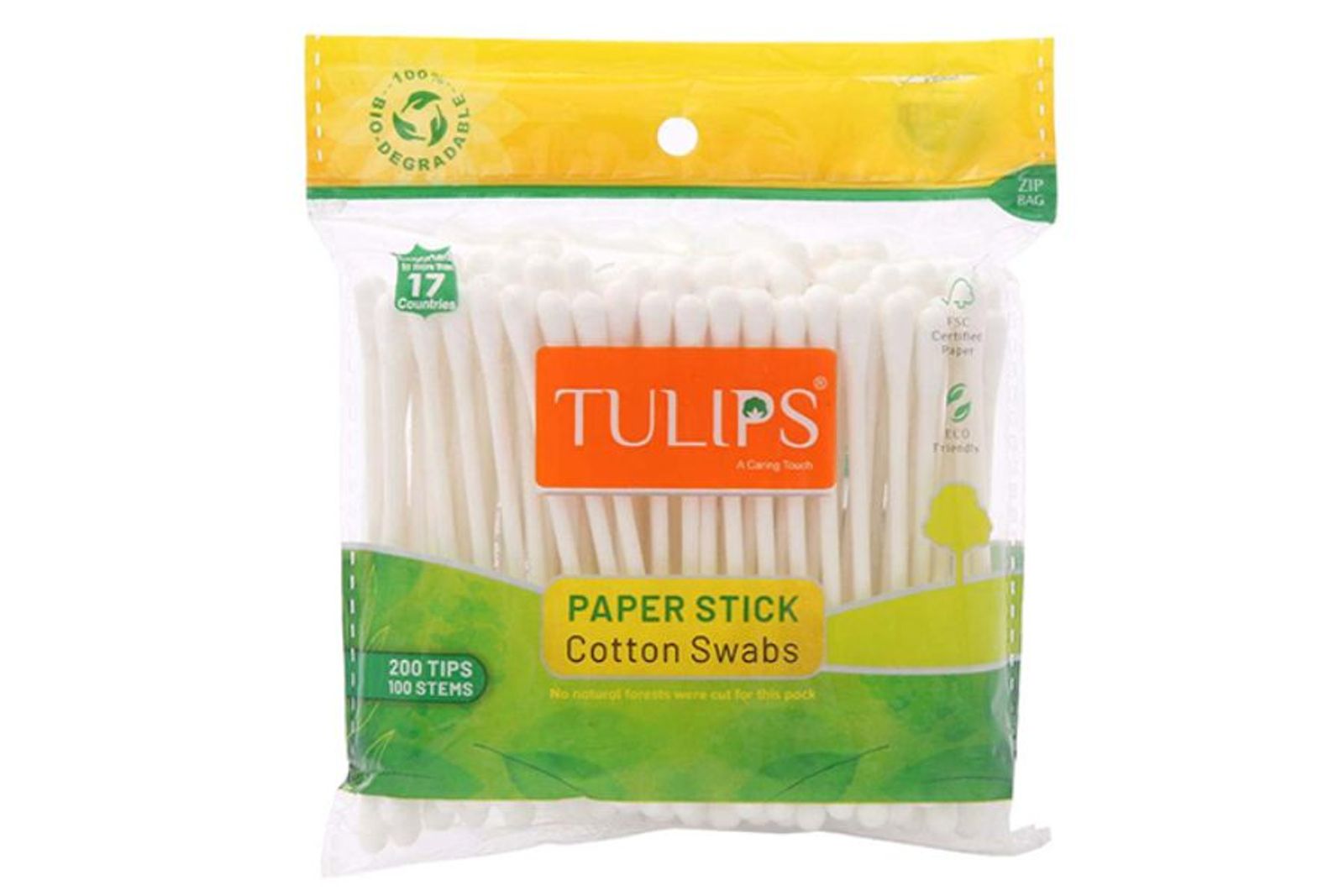 Tulips Paper Stick Cotton Buds - Resealable Bag 100's