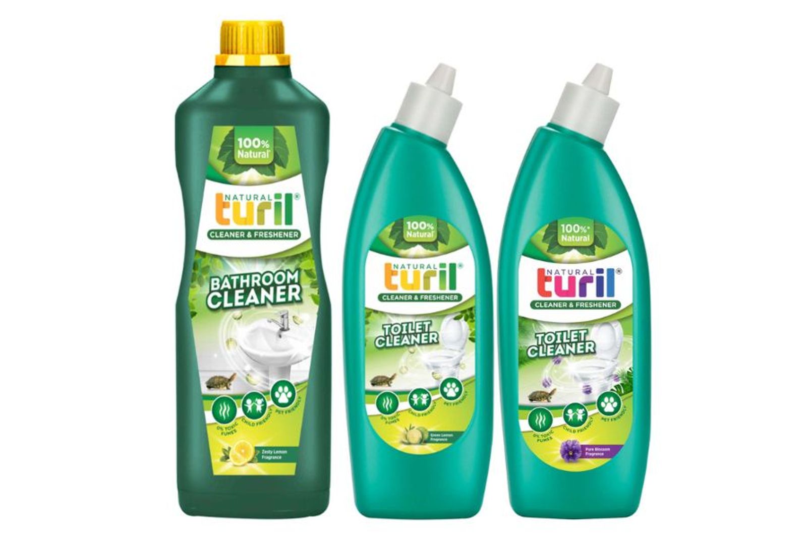 1 Litre Bathroom Cleaner Zesty Lemon + 500 ml Toilet Cleaner Green Lemon + 500 ml Toilet Cleaner Pure Blossom