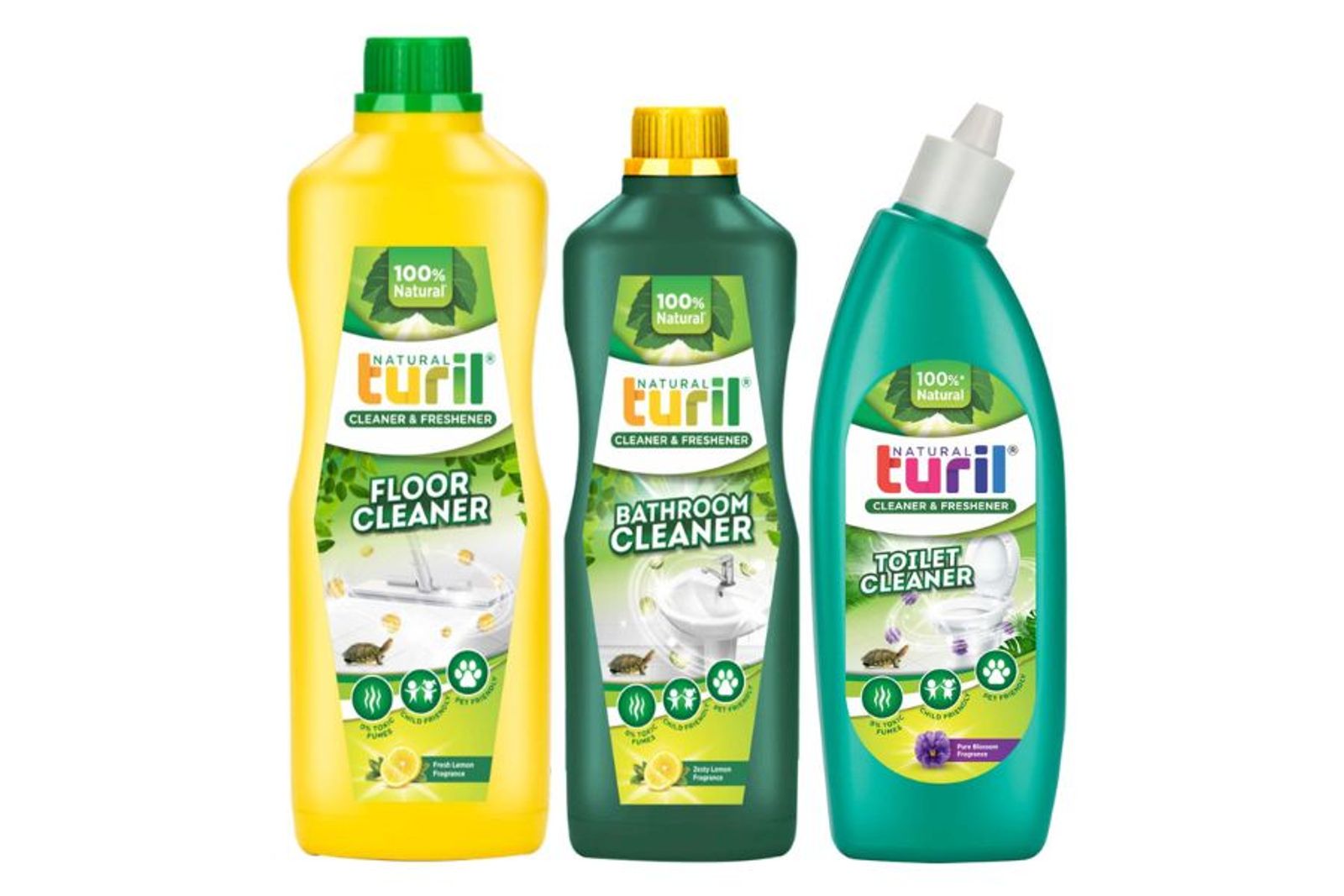 1 Litre Floor Cleaner Fresh Lemon + 500 ml Bathroom Cleaner Zesty Lemon + 500 ml Toilet Cleaner Pure Blossom