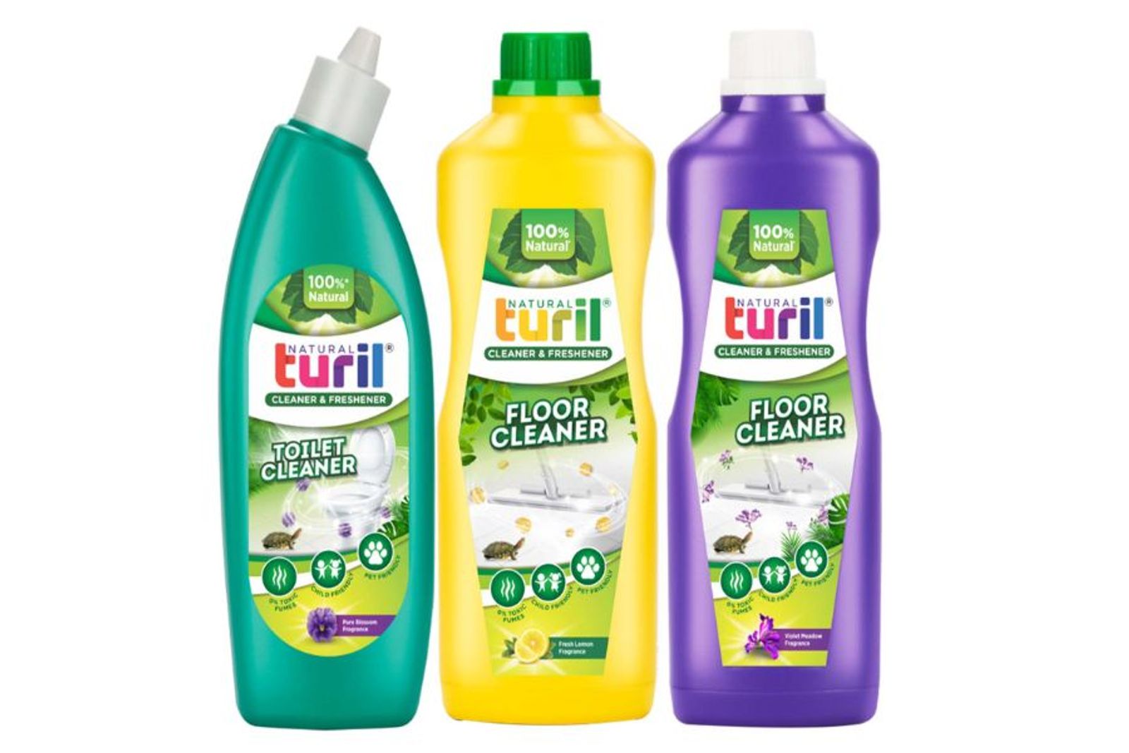 1 Litre Toilet Cleaner Pure Blossom + 1 Litre Floor Cleaner Fresh Lemon + 1 Litre Floor Cleaner Violet Meadows