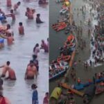 त्रिवेणी संगम पर पवित्र स्नान, लाखों श्रद्धालुओं की भीड़