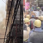 वाराणसी की दाल मंडी गली में सड़क चौड़ीकरण के लिए भारी पुलिस बल की तैनाती के बीच मकानों को तोड़ते प्रशासन के अधिकारी।