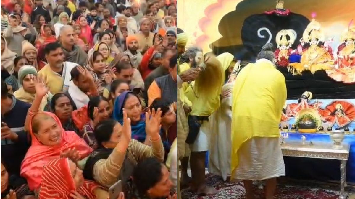 वृंदावन में सुदामा कुटी आश्रम के शताब्दी महोत्सव में शामिल हुए संत प्रेमानंद महाराज।