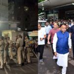 कटक के एससीबी मेडिकल कॉलेज अस्पताल के आईसीयू में लगी आग के बाद मौके पर पहुंची दमकल और बचाव टीम"