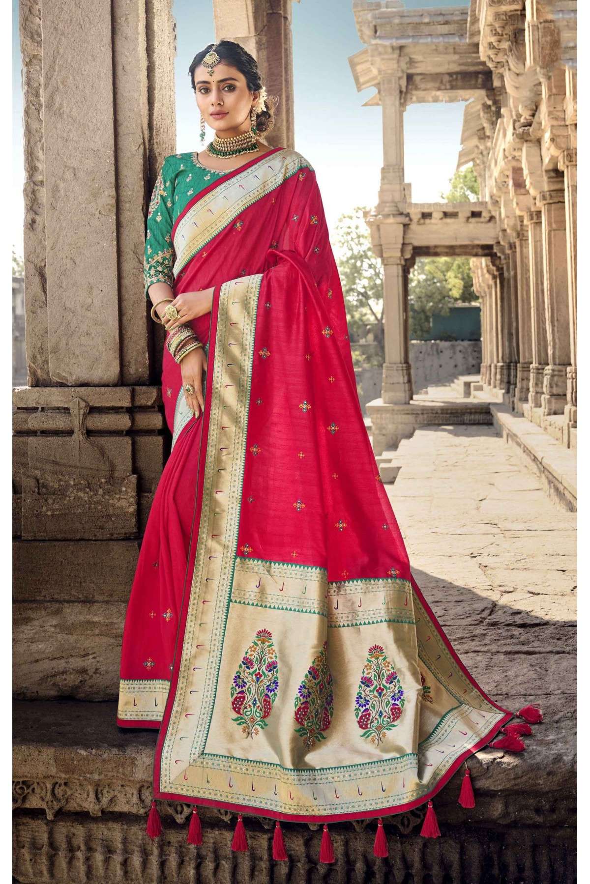 Banarasi Silk Woven Saree In Red Colour - SR5415980