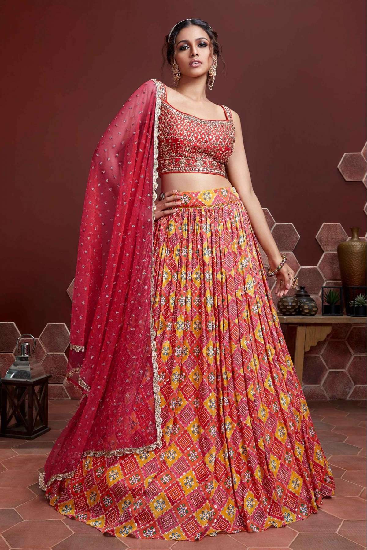 Captivating Sky Digital Printed Silk Party Wear Lehenga Choli