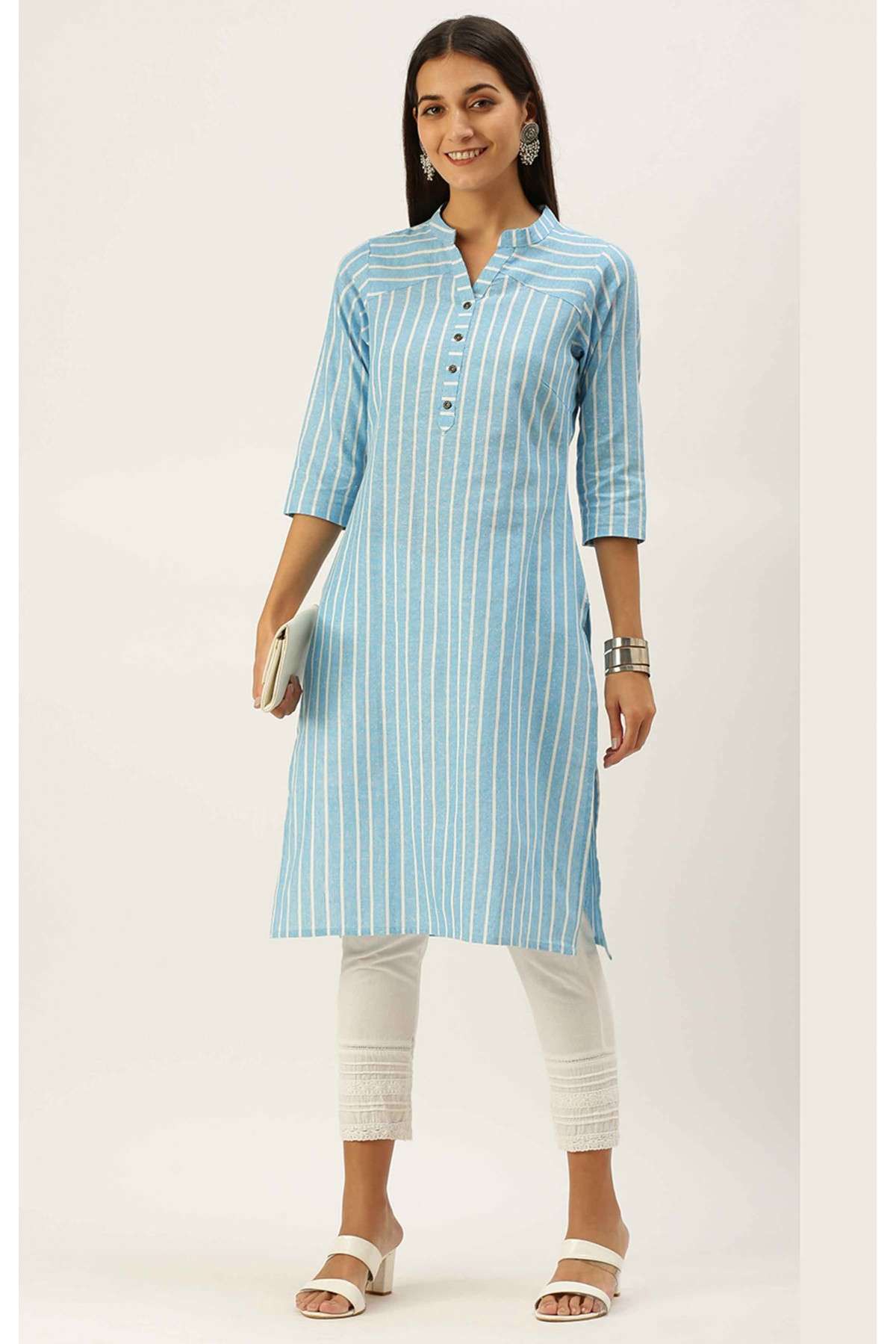 Cotton Casual Wear Kurti In Blue Colour - KR5480583