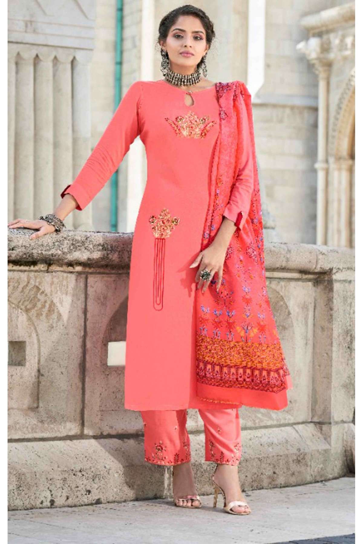 Buy Online Print Work Cotton Multi Colour Punjabi Suit  68160 