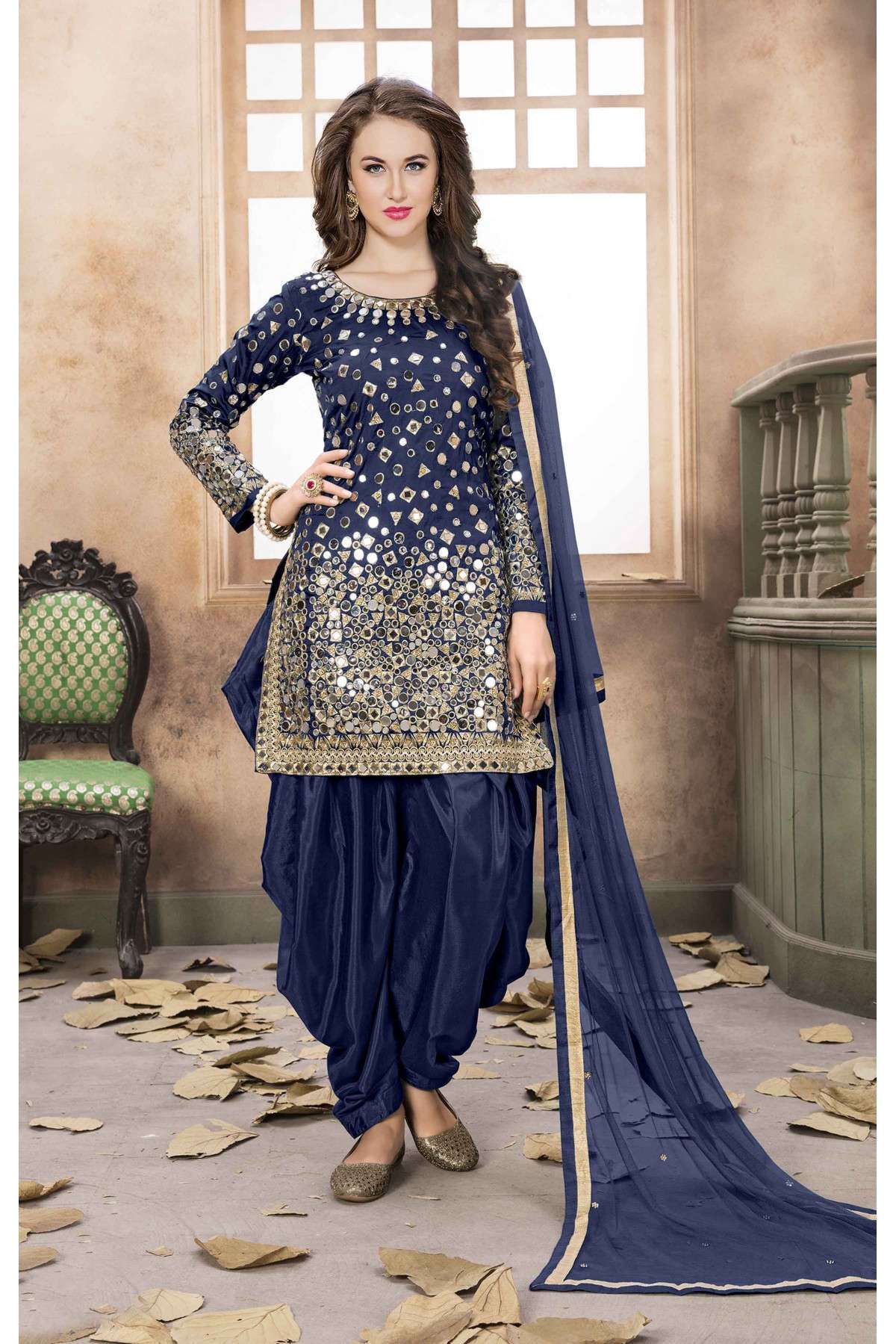 Taffeta Silk Embroidery Patiala Suit In Blue Colour - SM1640829