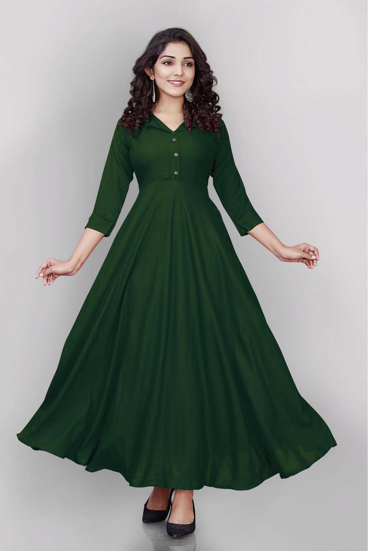 Best Trend Designer Black Green Color Cotton Frock Suit With A Price