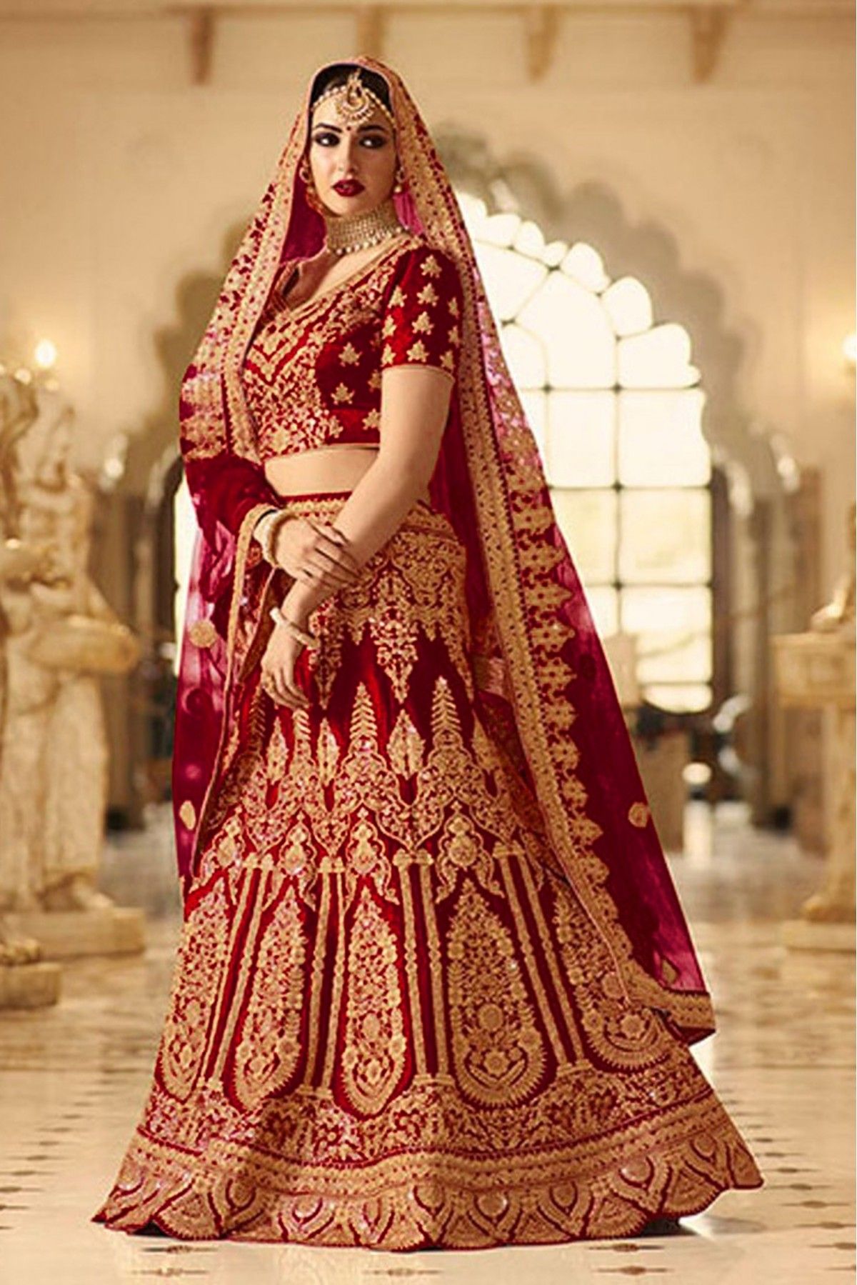 Maroon Raw Silk Lehenga Choli and Worked Belt with Tulle Dupatta – Nitika  Gujral