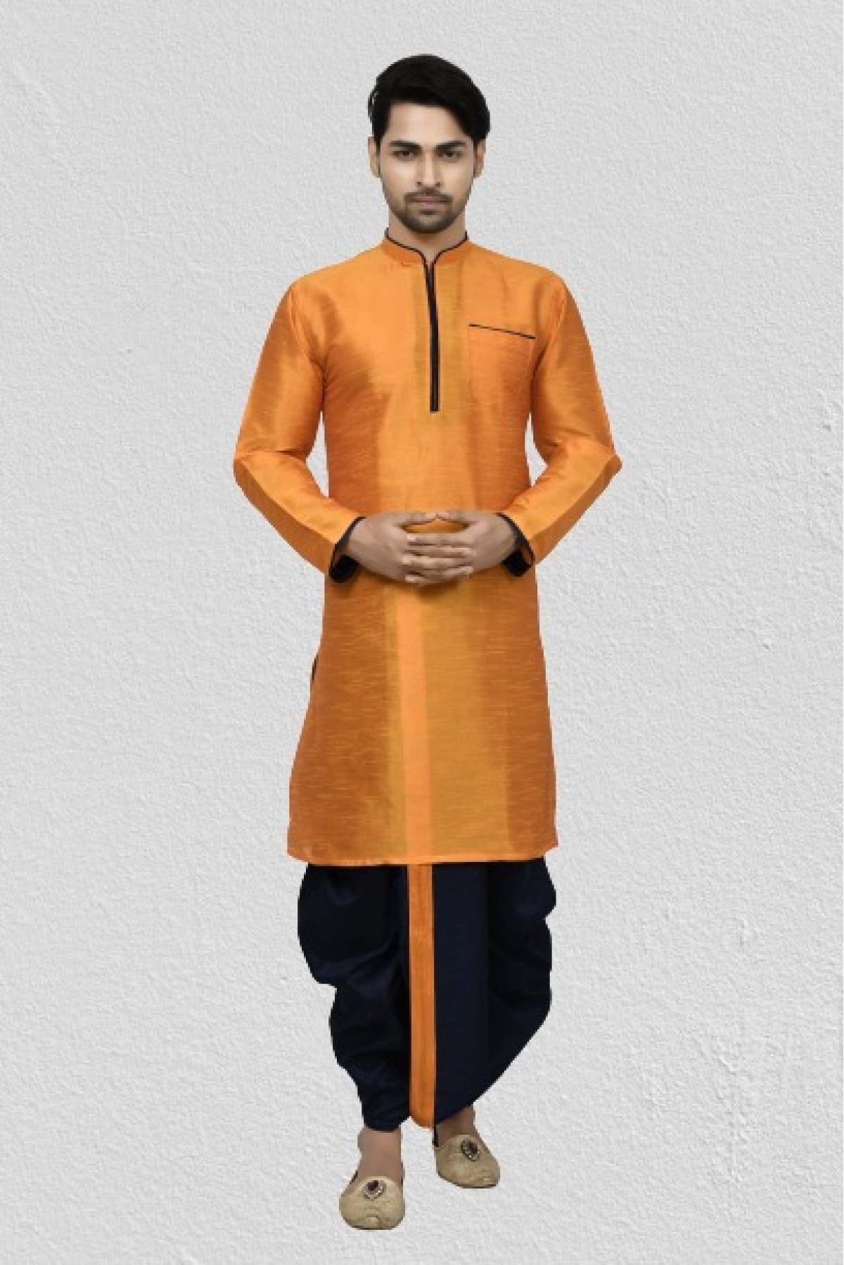 Art Silk Dhoti Kurta In Orange Colour - KP5750171