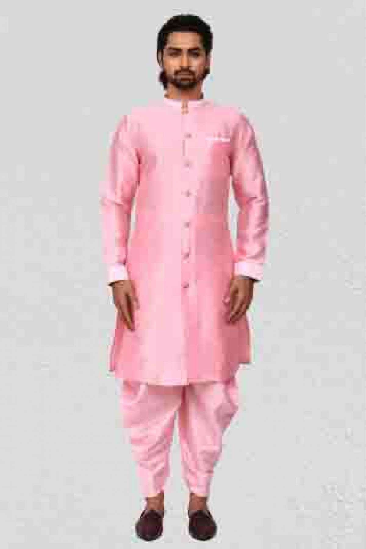 Art Silk Dhoti Kurta In Pink Colour - KP5750124