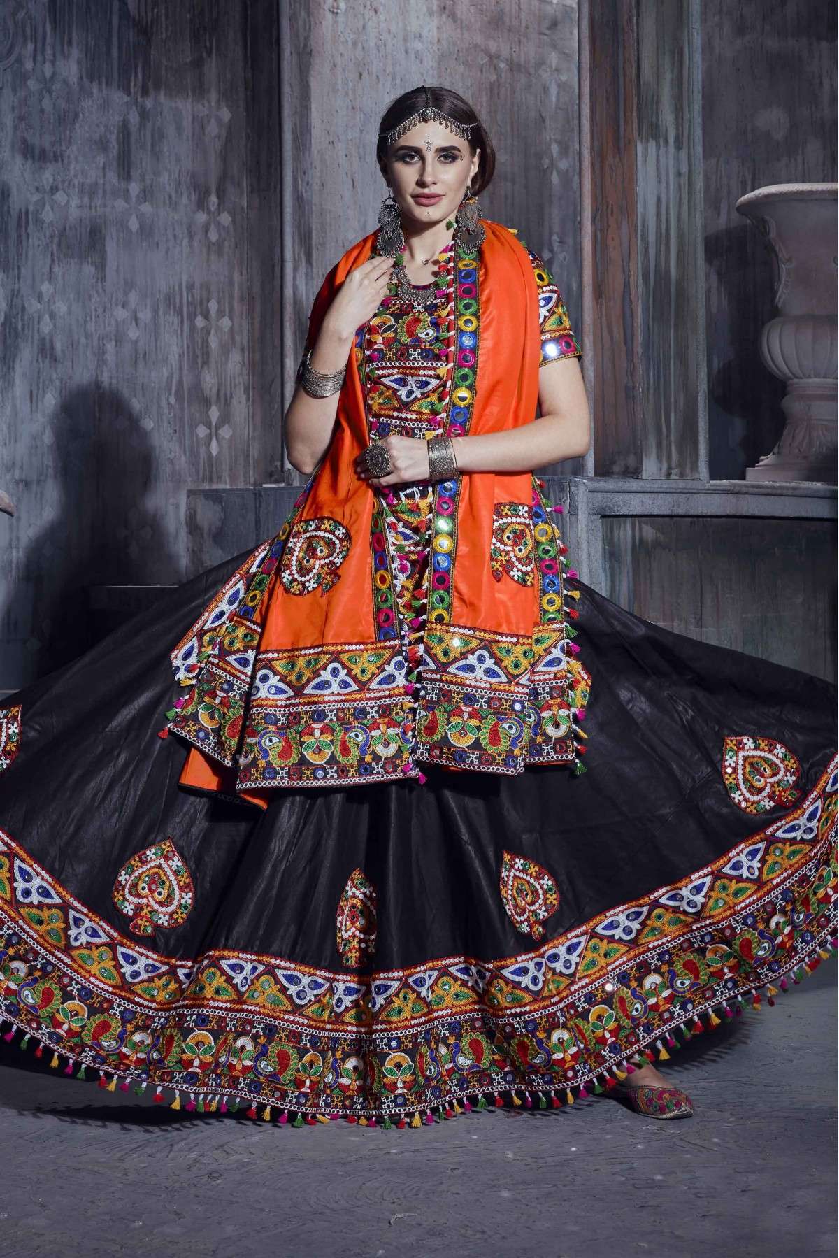 Black Colour Digital Printed Work Navratri Lahenga Choli With Dupatta