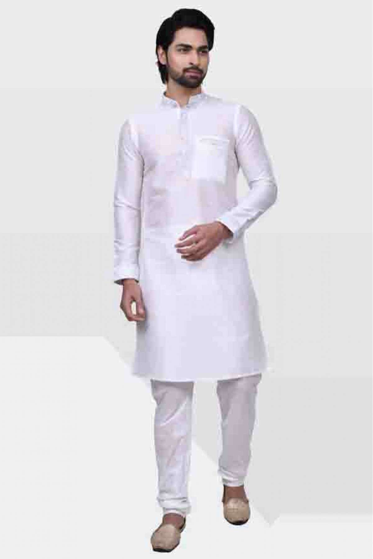 Art Silk Kurta Pajama In White Colour - KP5750272