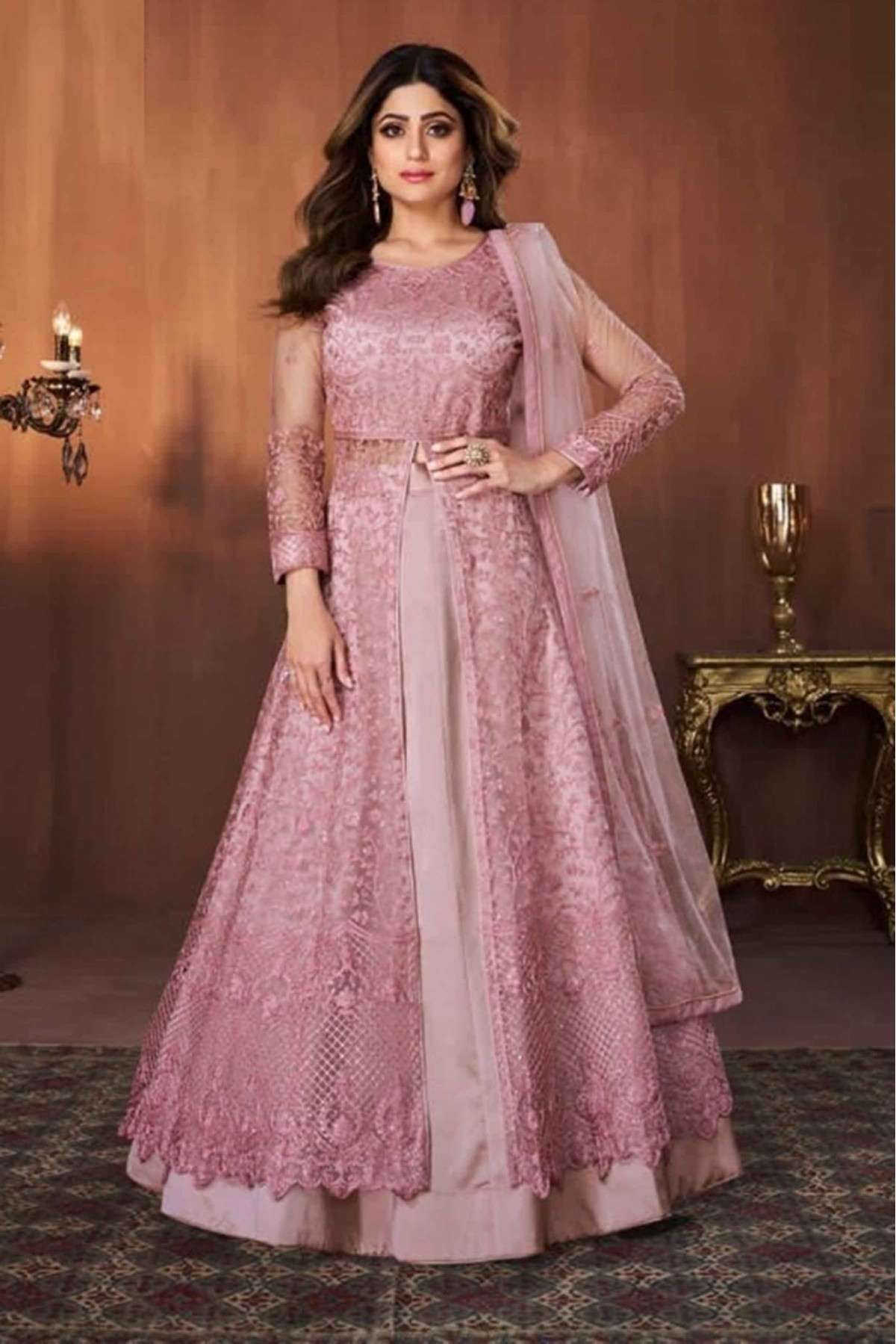 Net Embroidery Lehenga Suit In Pink Colour - SM1775497