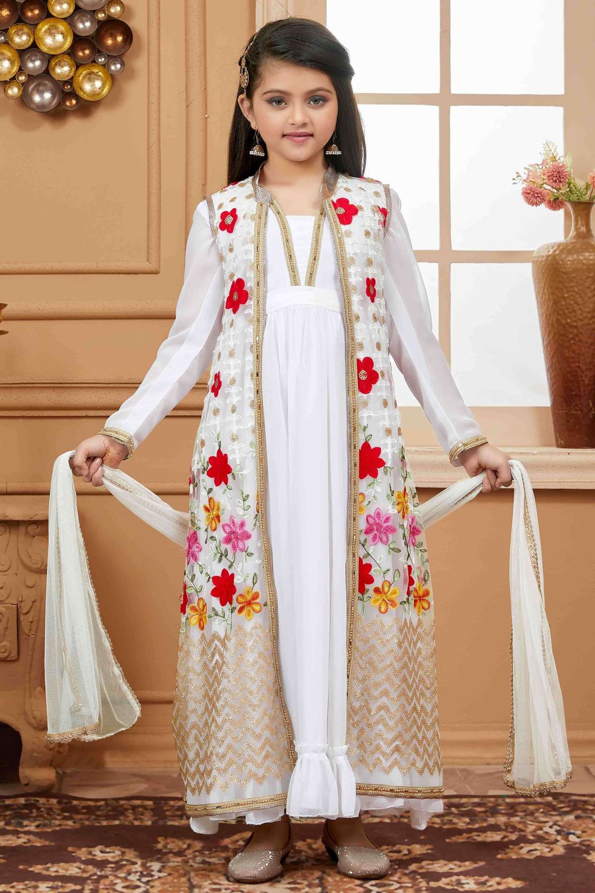 Buy Indian Latest White Gown Online at Ethnic Plus at Best Price