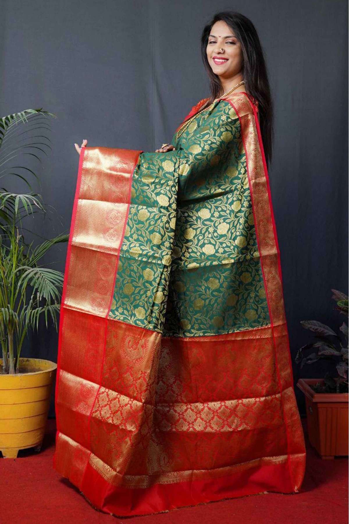 Silk Woven Saree In Green Colour - SR1775550