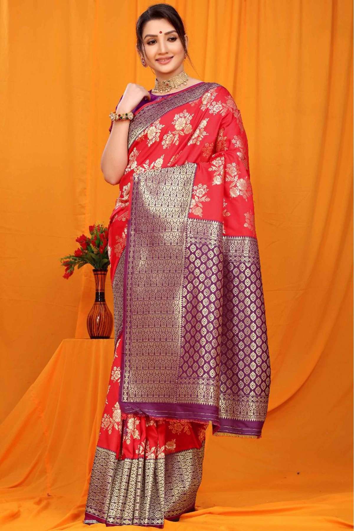 Silk Woven Saree In Red Colour - SR1775538