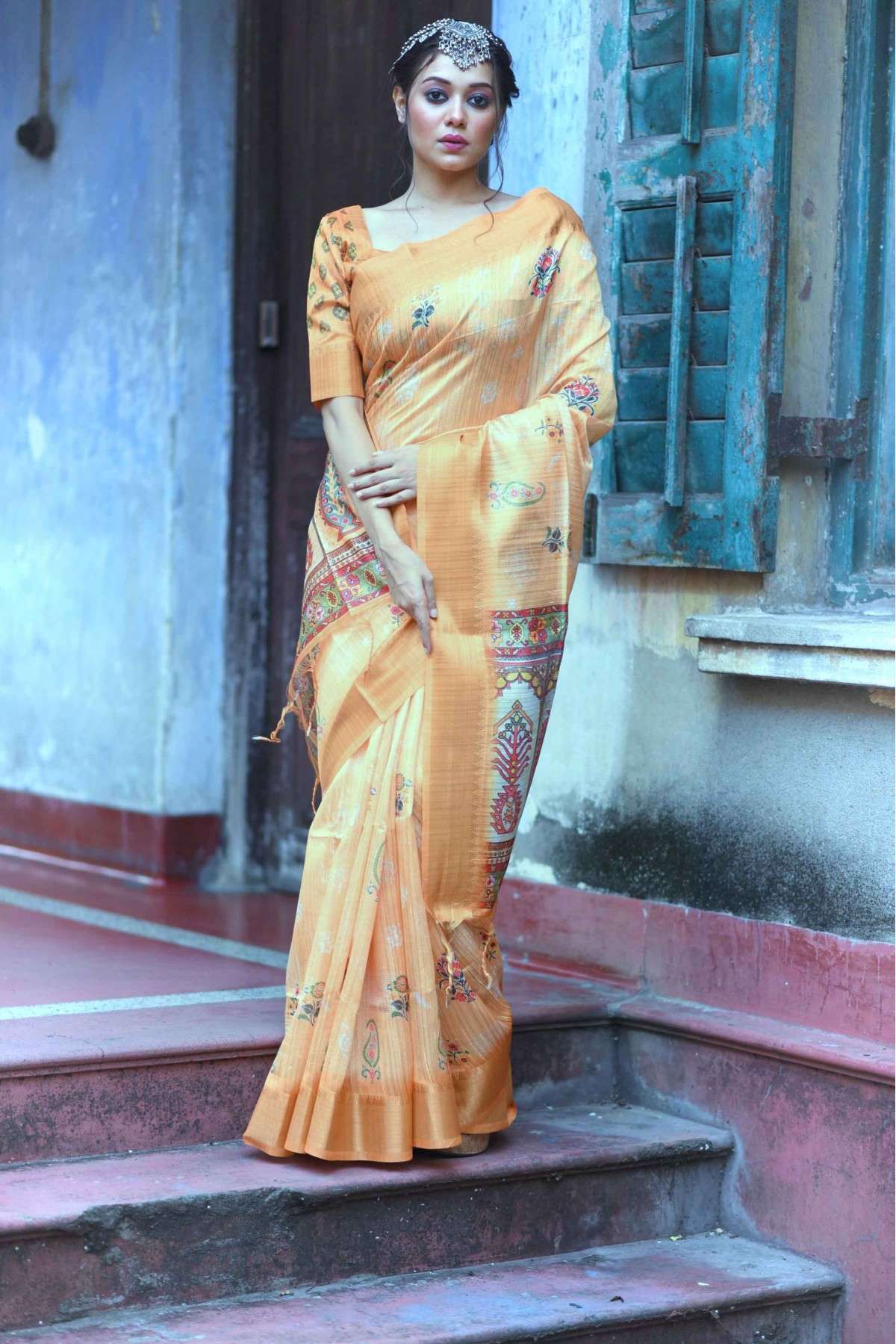 Tussar Silk Woven Saree In Peach Colour - SR5416374