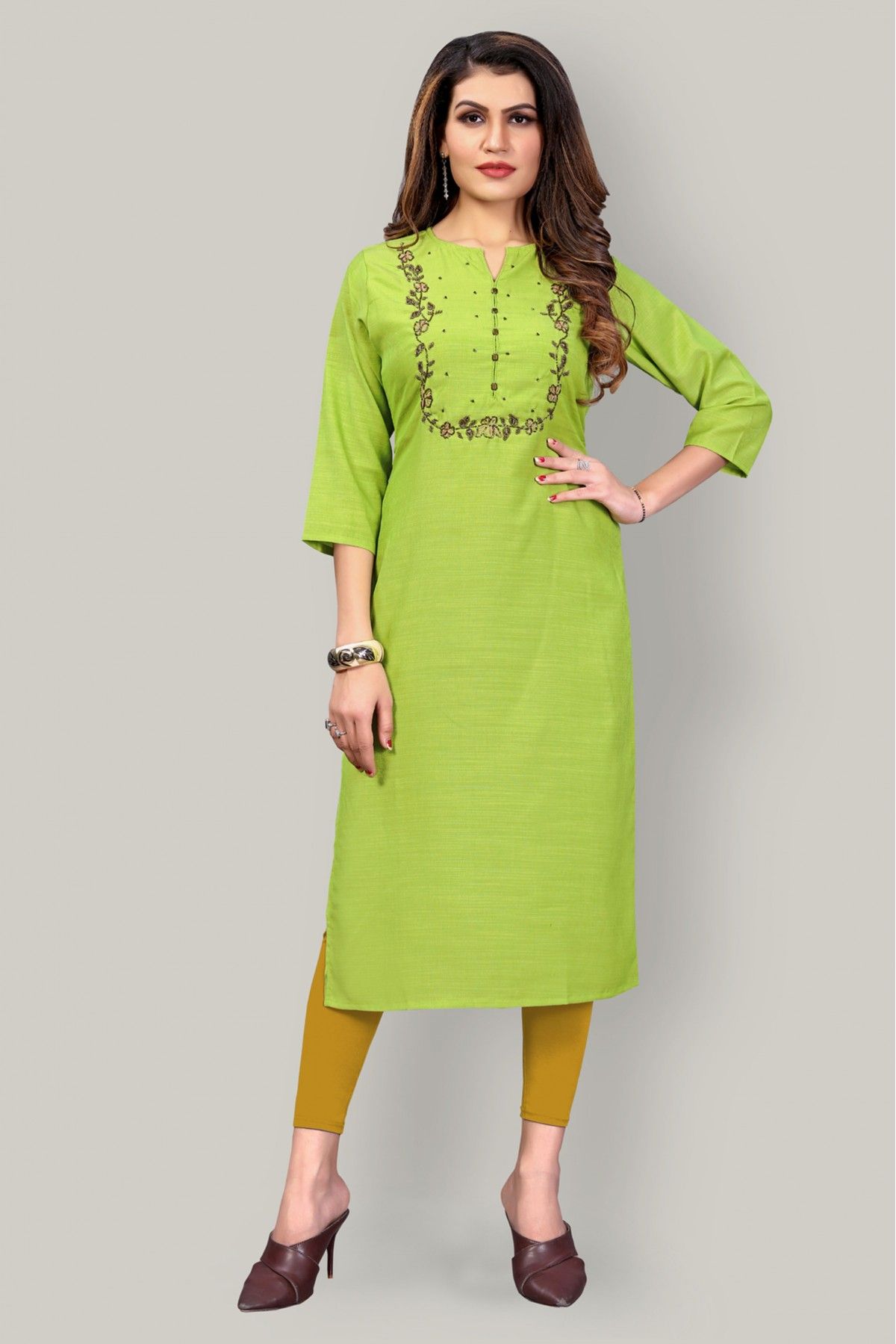 Details more than 69 parrot green color kurti super hot - POPPY