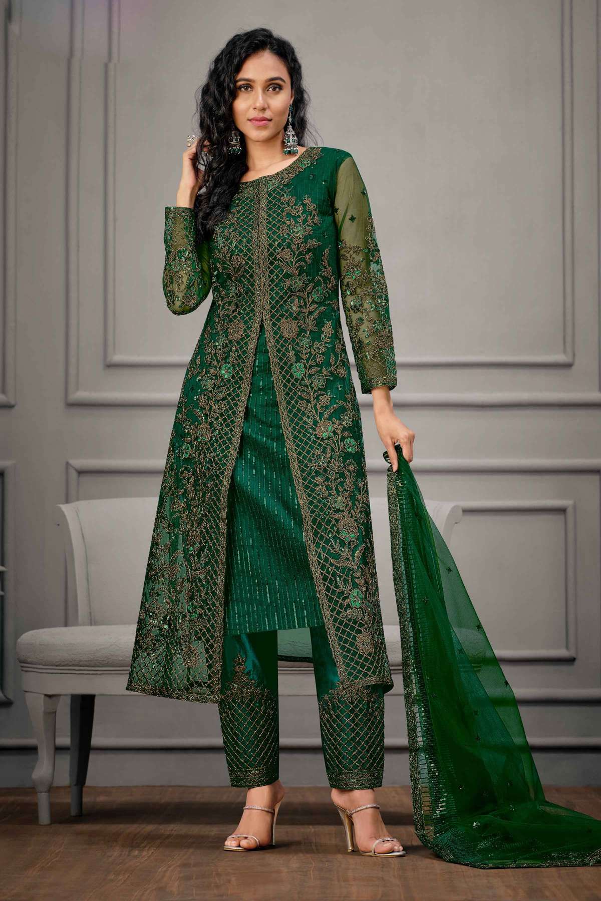 Buy online Embroidered Front Open Suit With Pant Set from Suits  Dress  material for Women by Xclusive Designer for 15219 at 48 off  2023  Limeroadcom