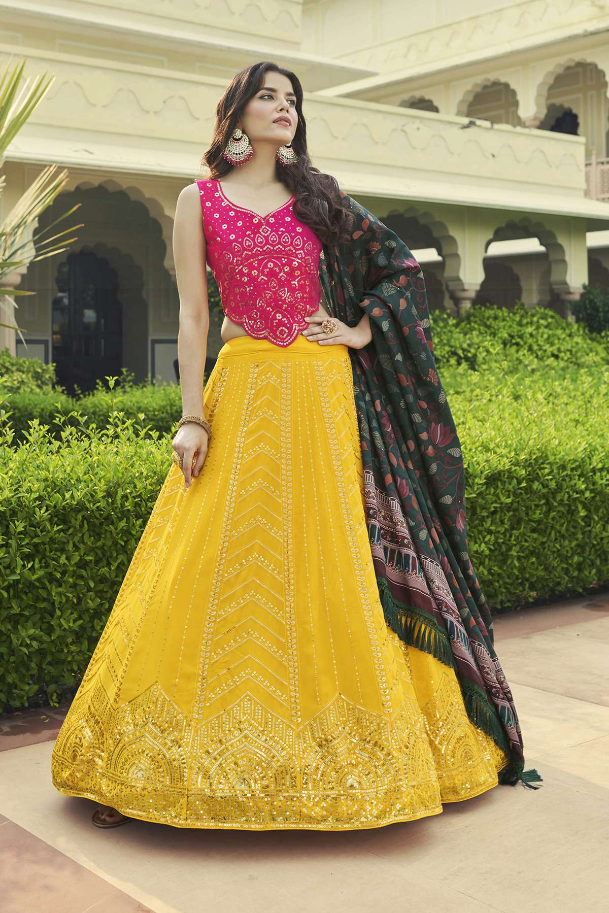 Buy Ethnic Peach Color Georgette Fabric Lehenga Choli Online - LEHV2651 |  Appelle Fashion