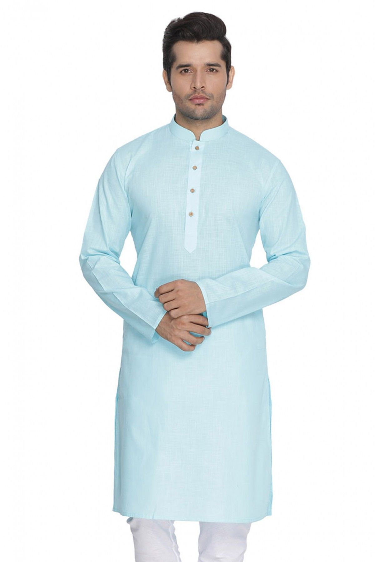Cotton Party Wear Only Kurta In Blue Colour - KP4350072