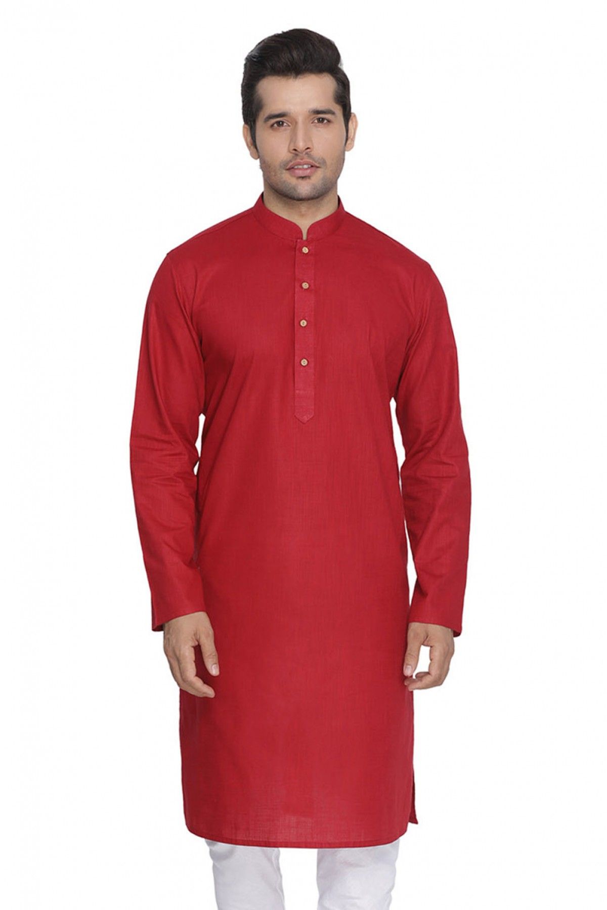 Cotton Party Wear Only Kurta In Maroon Colour