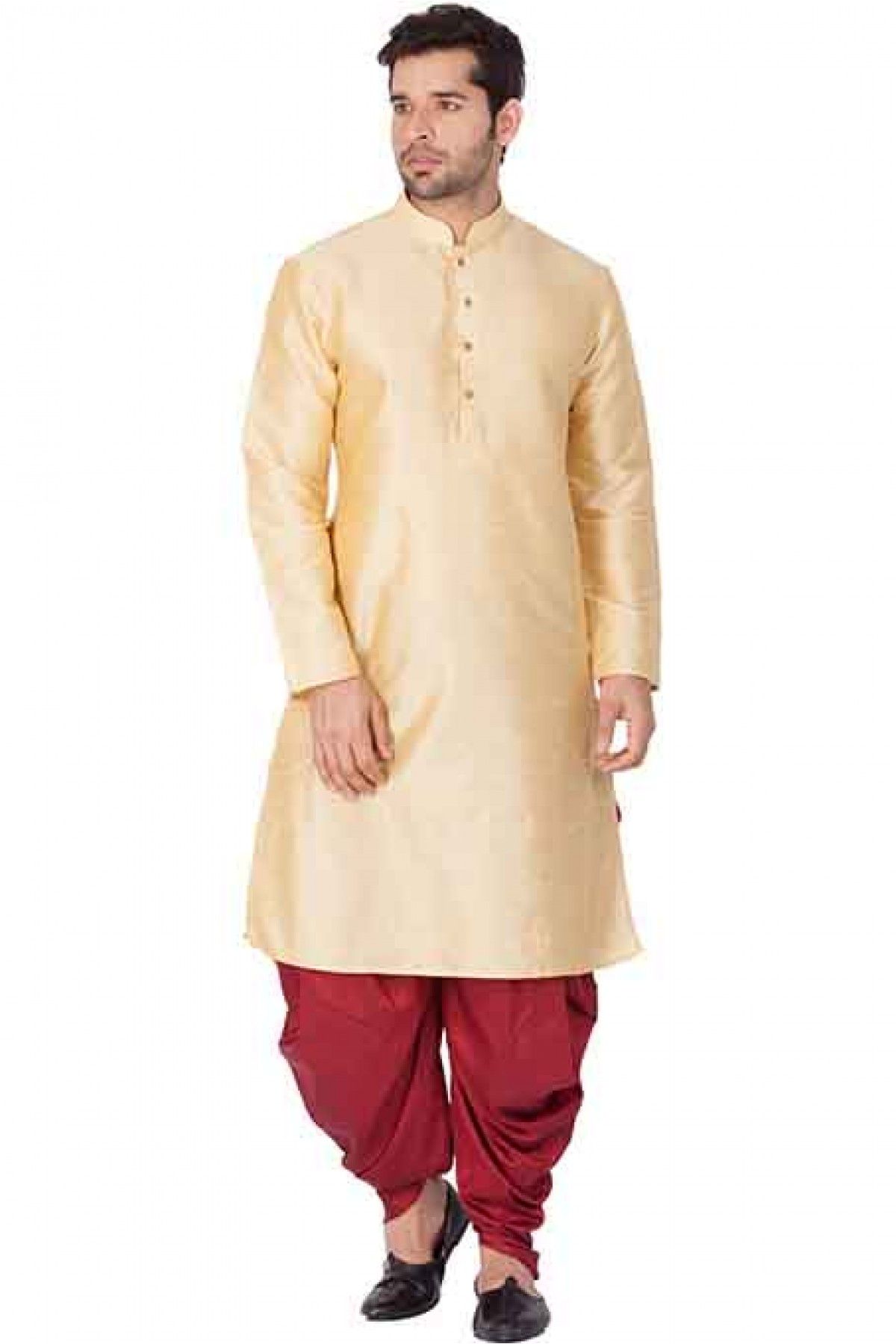 Cotton Silk Party Wear Dhoti Kurta In Gold Colour - KP4350171
