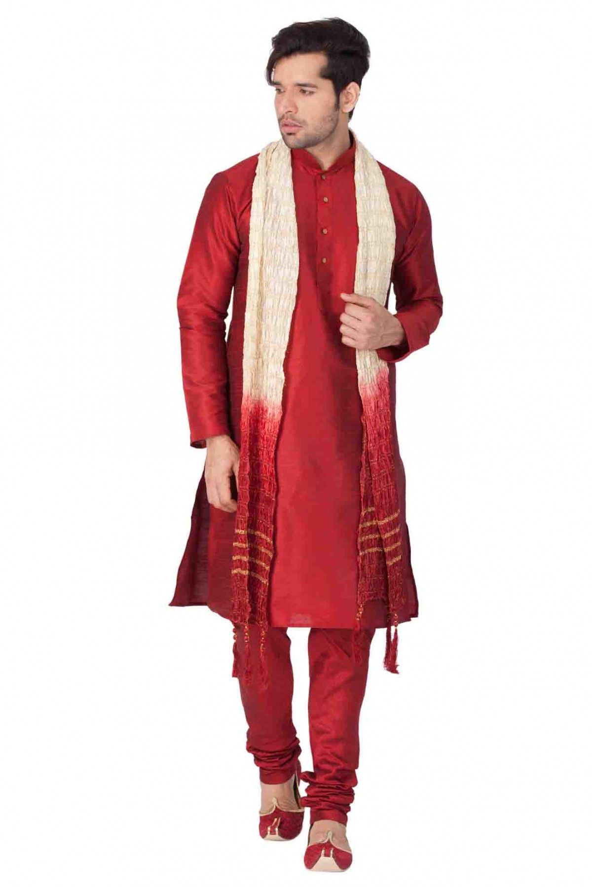Cotton Silk Party Wear Kurta Pajama In Maroon Colour - KP4350200