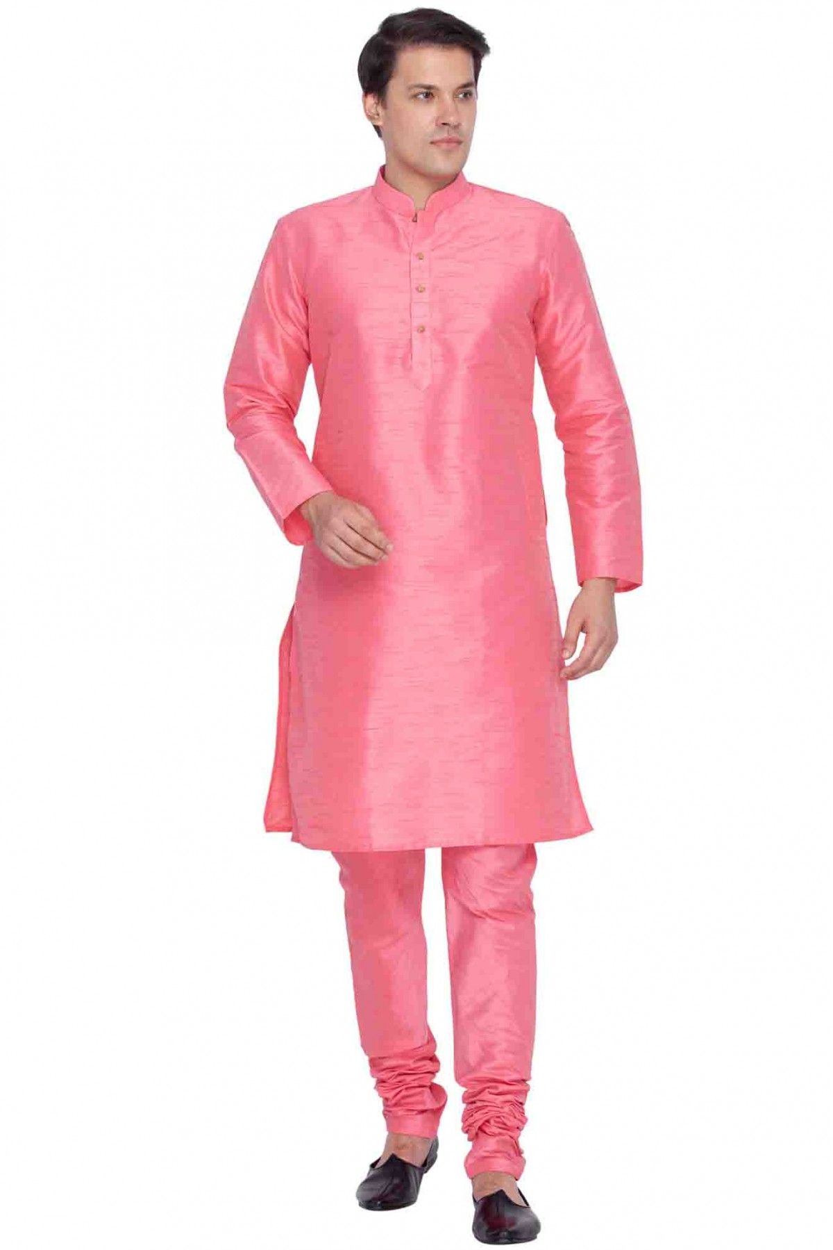 Cotton Silk Party Wear Kurta Pajama In Pink Colour