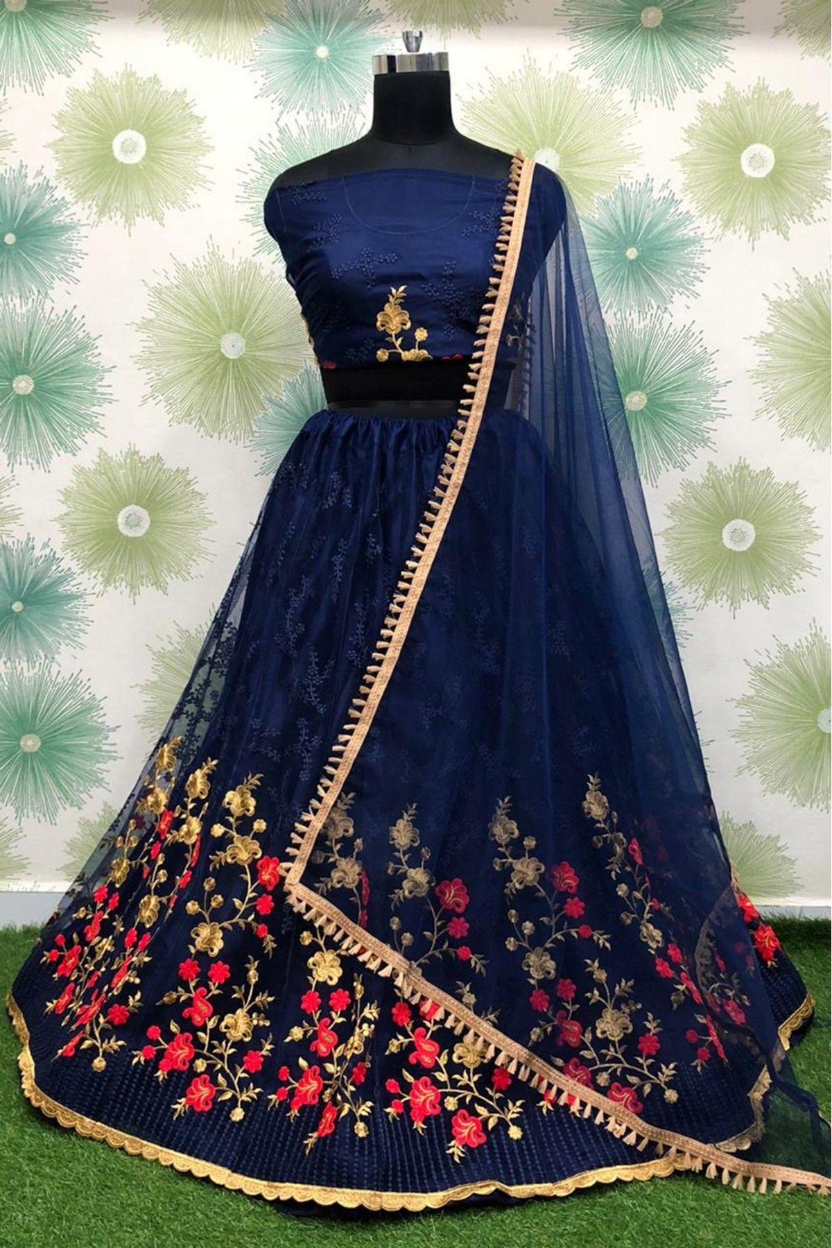 Net Embroidery Lehenga Choli In Blue Colour - LD4010175