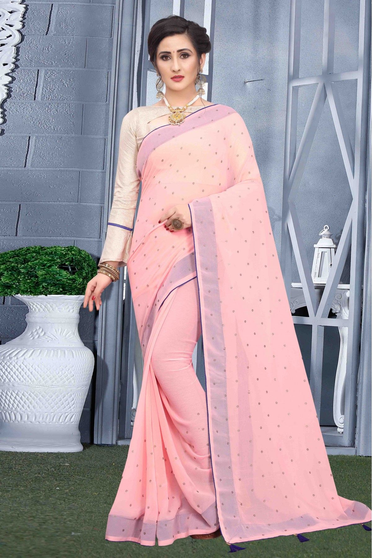 ubrugt Mary Hvert år Georgette Party Wear Saree In Light Pink Colour - SR1542096