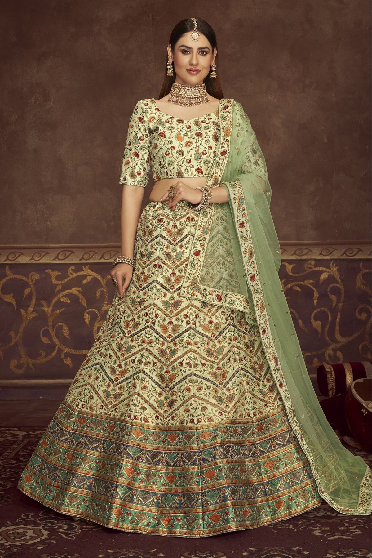 Net Embroidery Lehenga Choli LD054111444