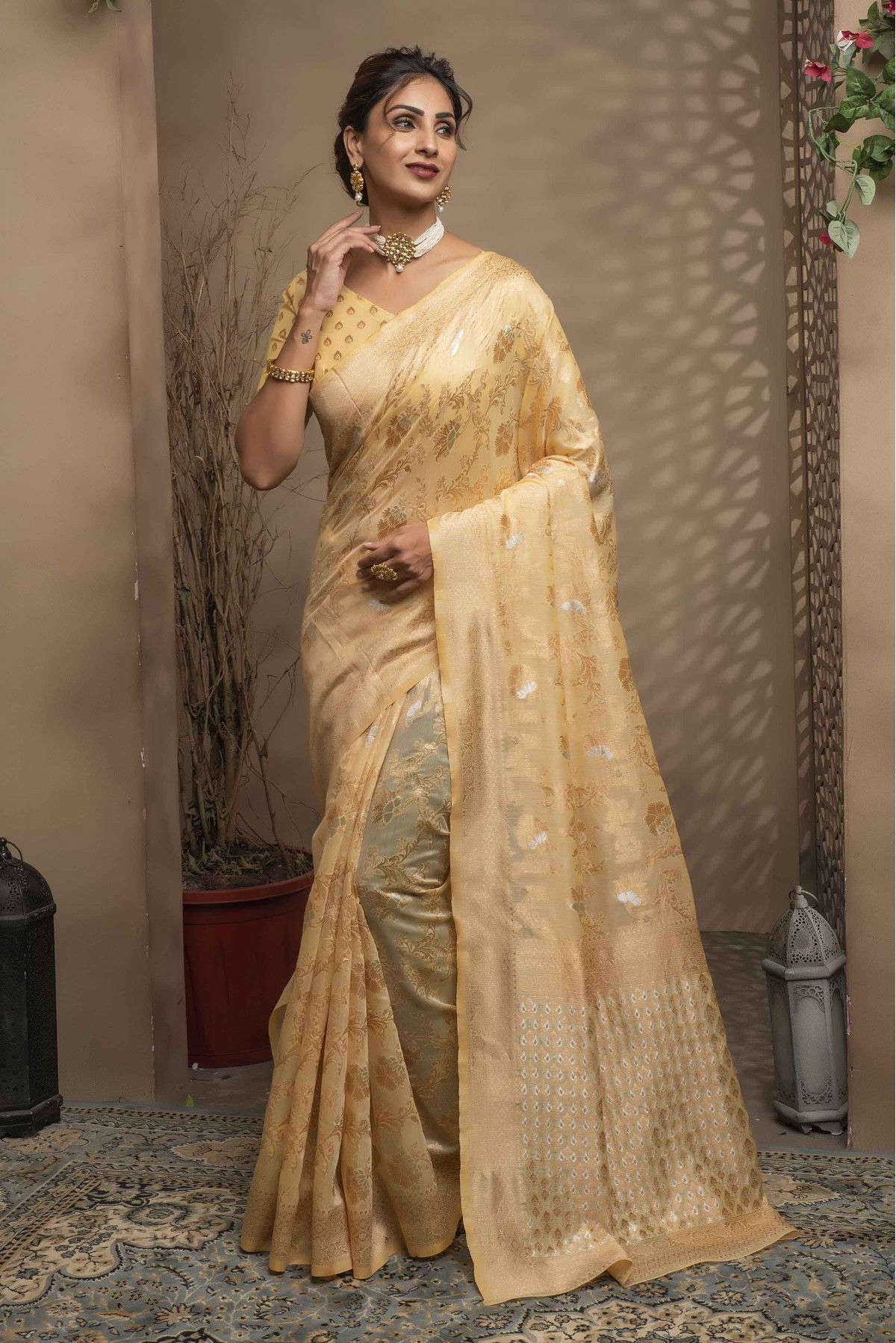 New Arrival Raw Silk Saree With Cream Color Stunning Look Wedding Wear Saree  Kanchipuram Silk Looking Saree Upada Silk Saree - Etsy Singapore