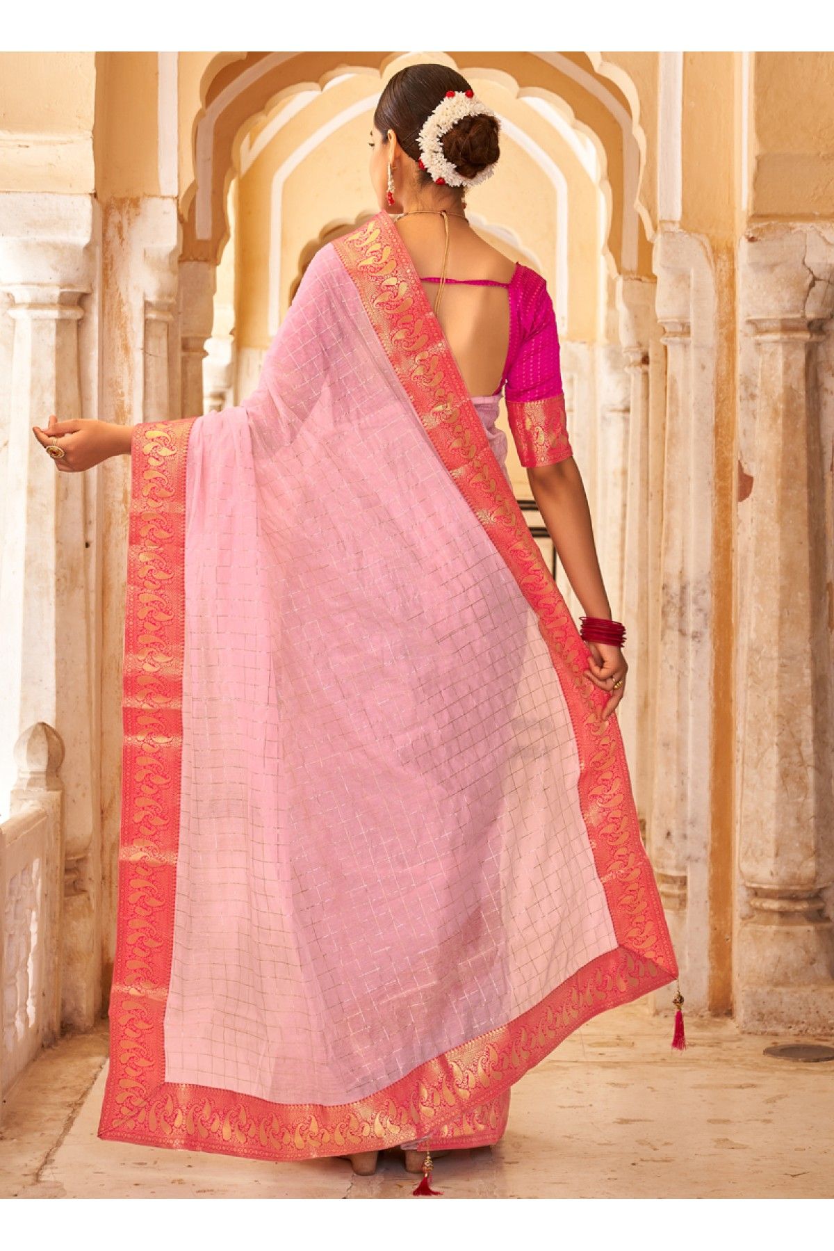 Cotton Silk Woven Saree In Baby Pink Colour - SR4840173
