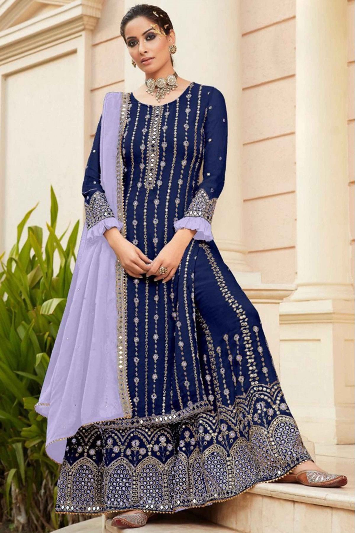 Buy Magnificent Pink Georgette Designer Sharara Suit Online USA -  Inddus.com.