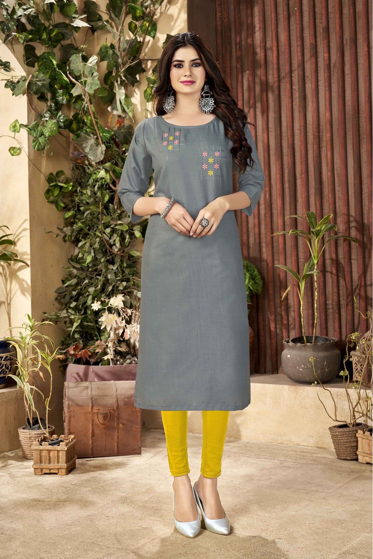 Color Blocked Art Silk Abaya Style Suit in Navy Blue : KCH5718