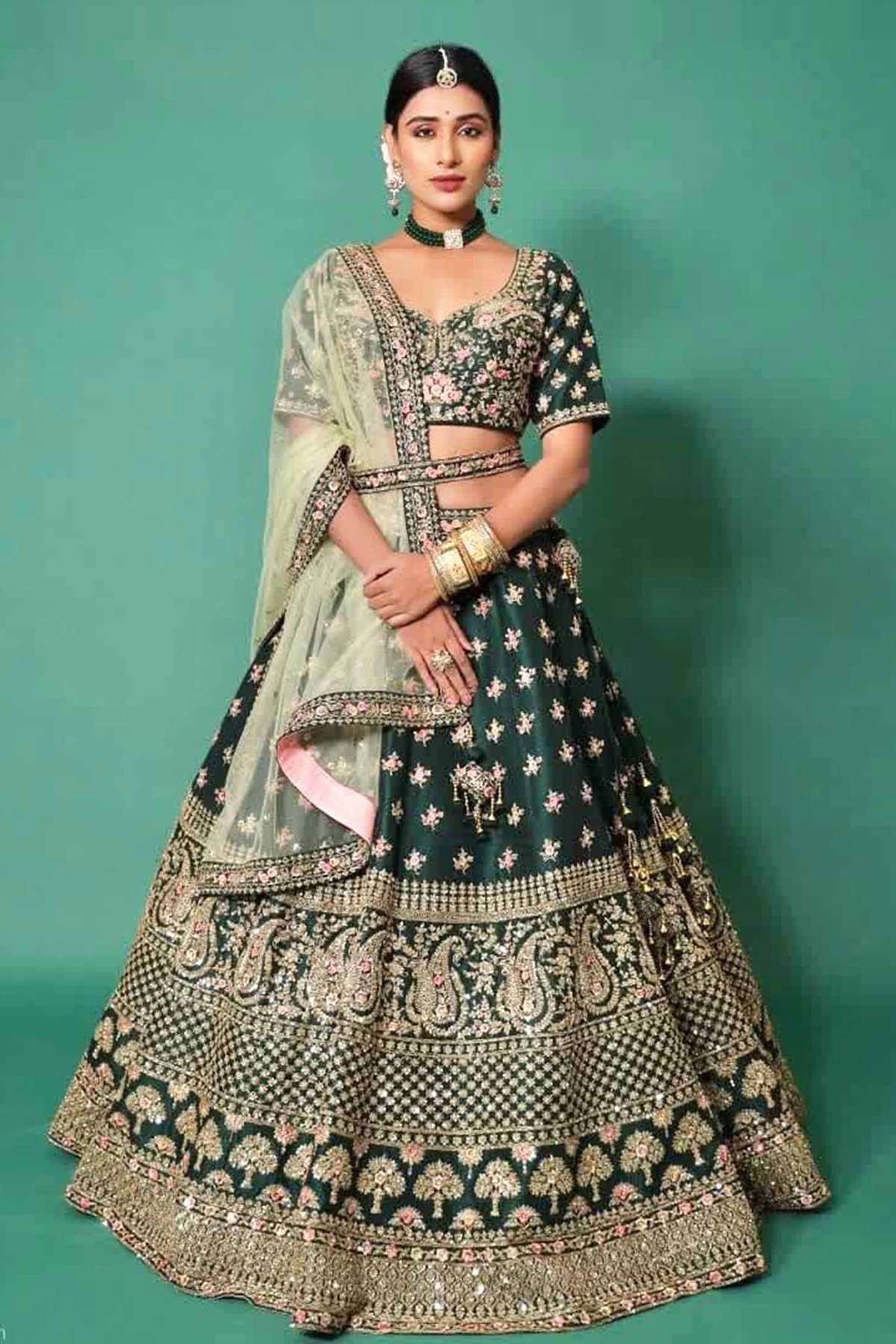 Amazing Green Color Georgette Base Sequins Work Designer Lehenga Choli