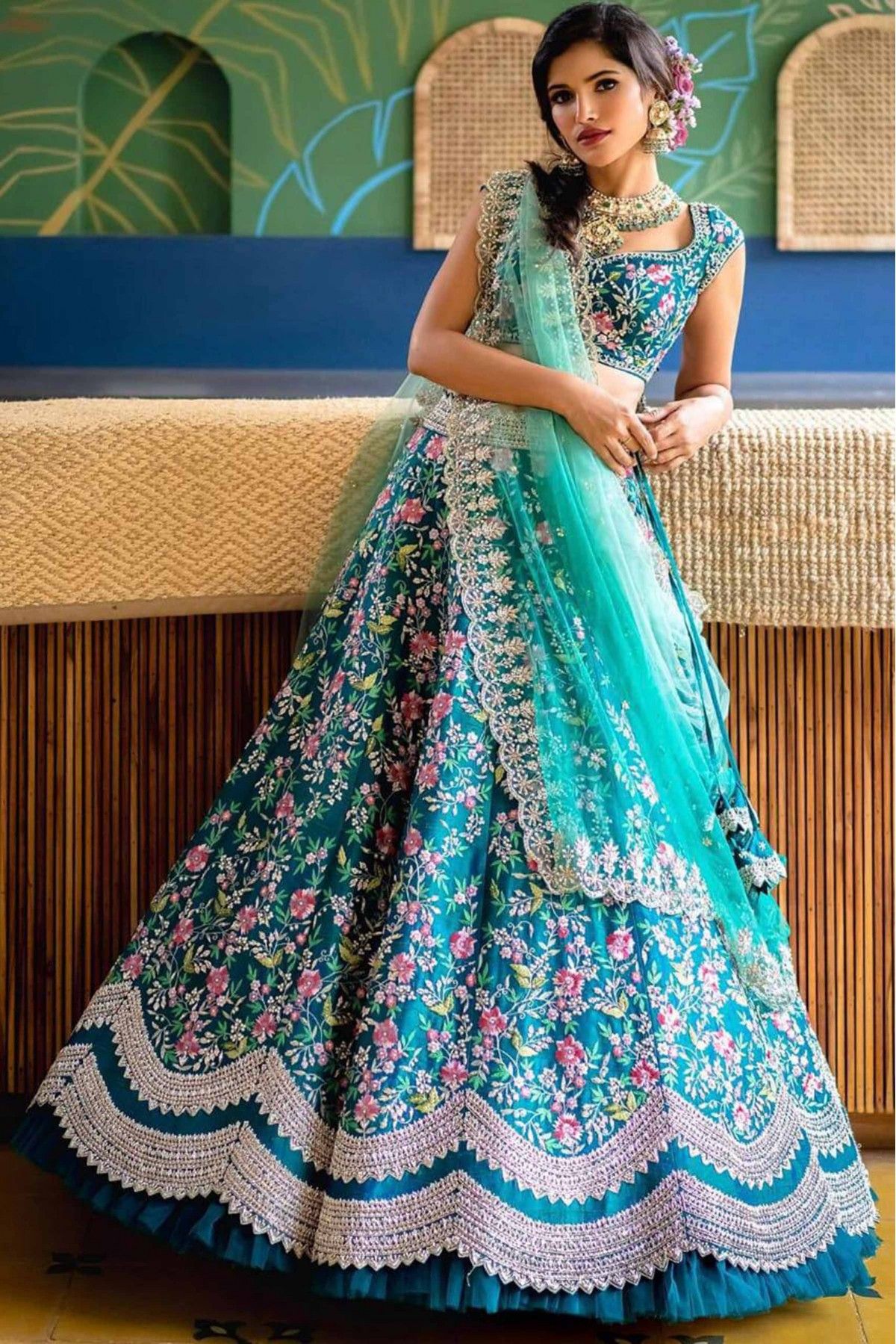 zari satin lehenga choli for women