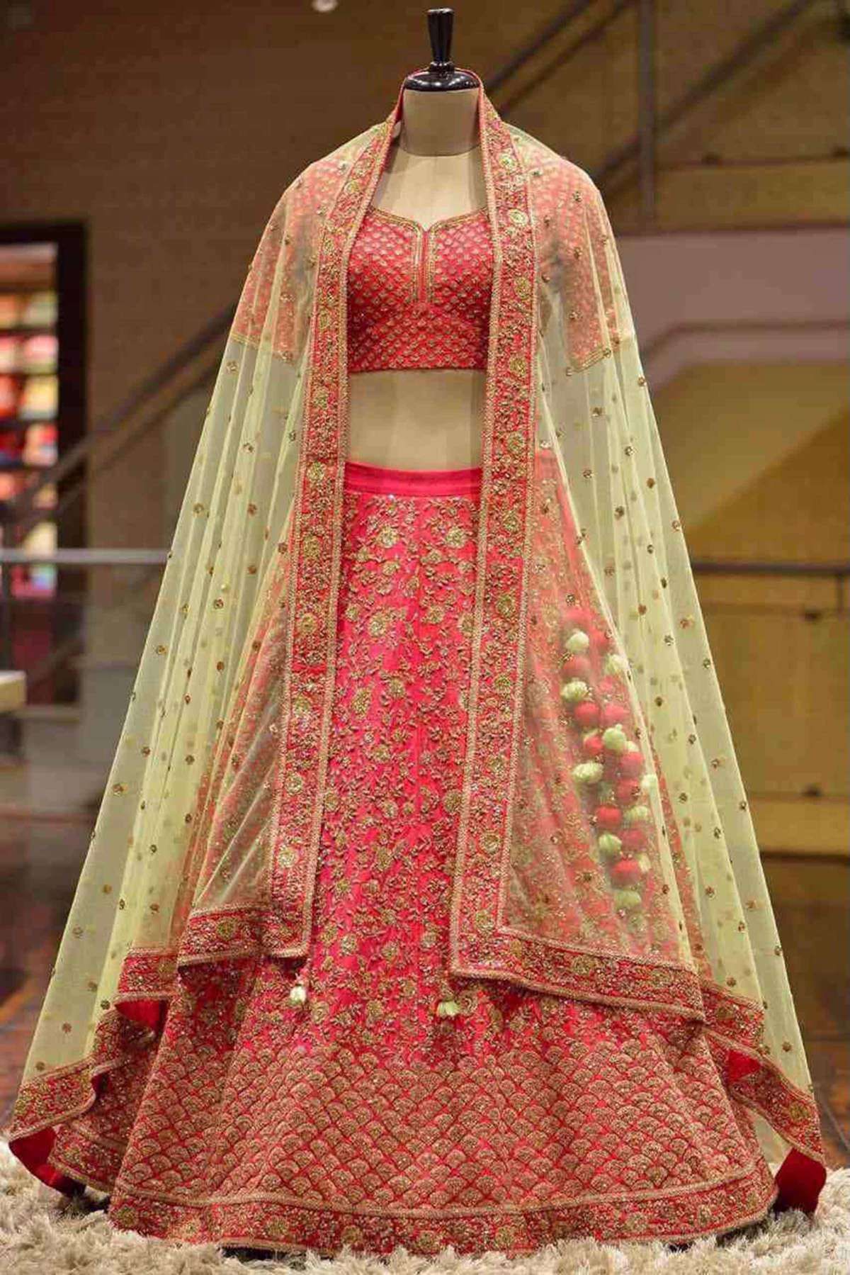 Malai Silk Embroidery Lehenga Choli In Red Colour - LD3880356