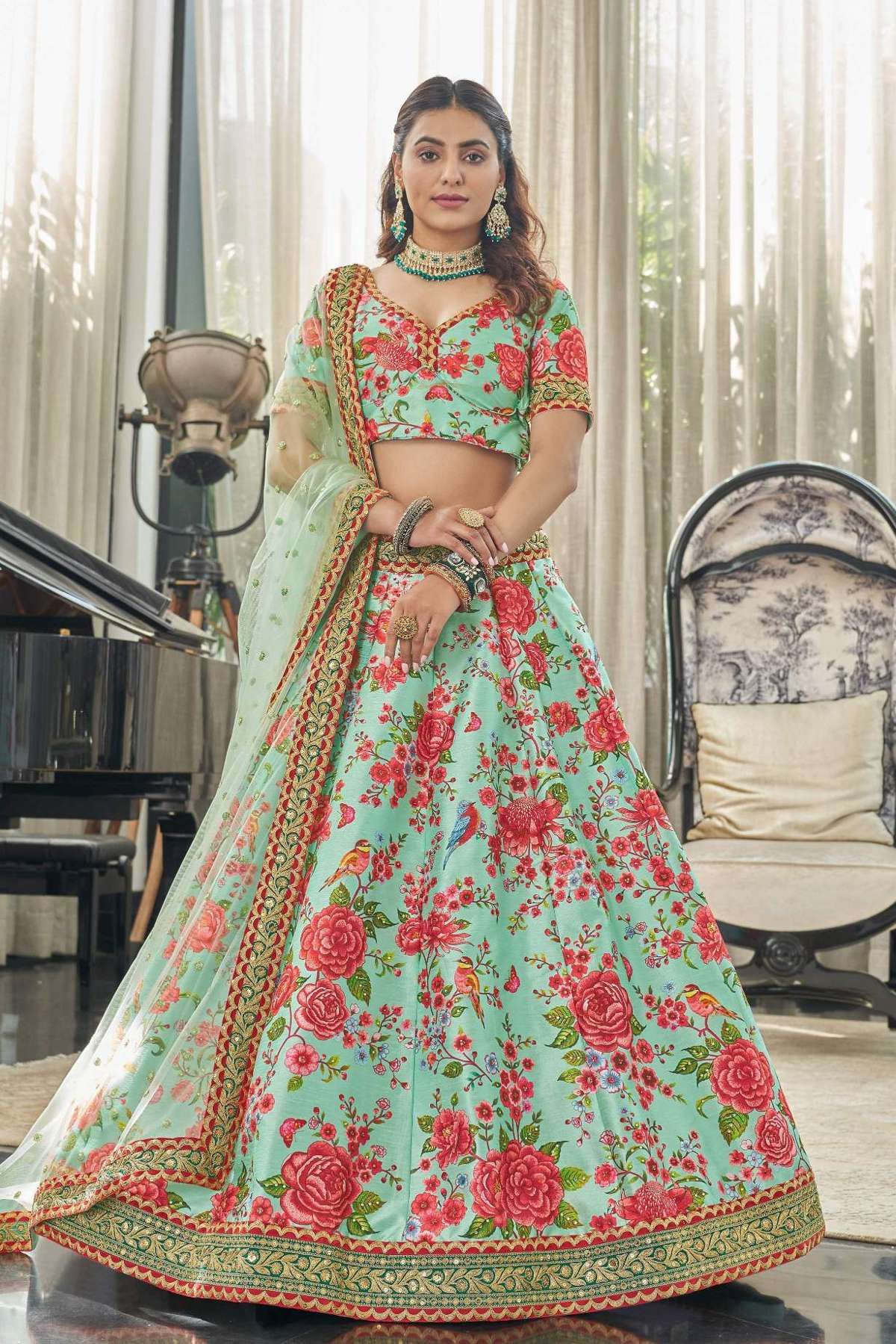 Green Lehenga: Buy Latest Green Lehenga Cholis Online - Kalki Fashion